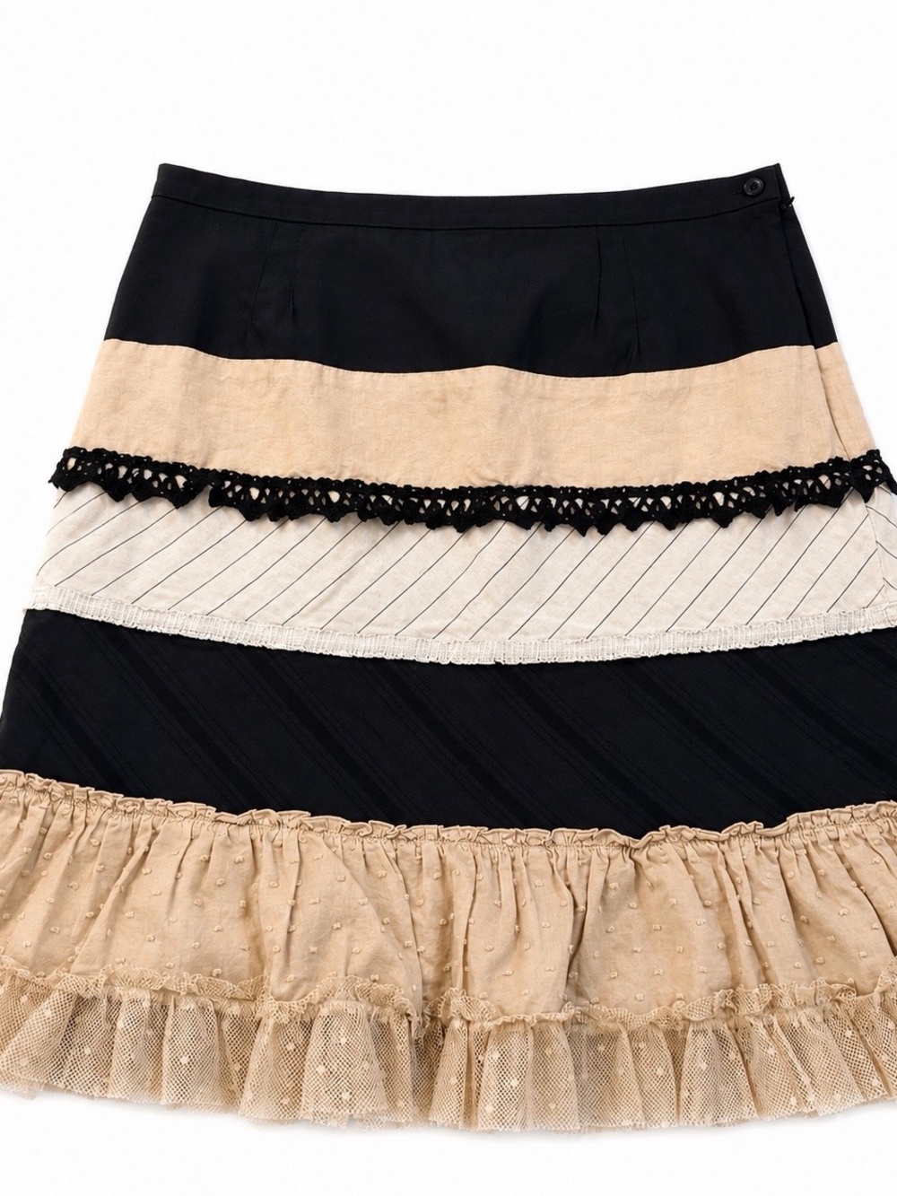 Moschino Cheap and Chic Women's Black and Beige Tiered Skirt